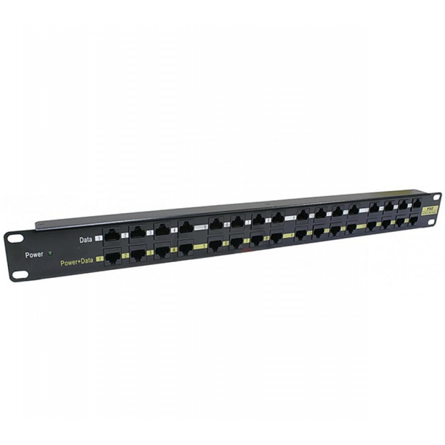 16 Port Passive PoE Injector Rack Mount Midspan Patch Panel With