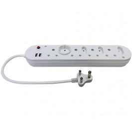 8-Way Multiplug with USB (4X16A+3X5A) - 50cm power cord