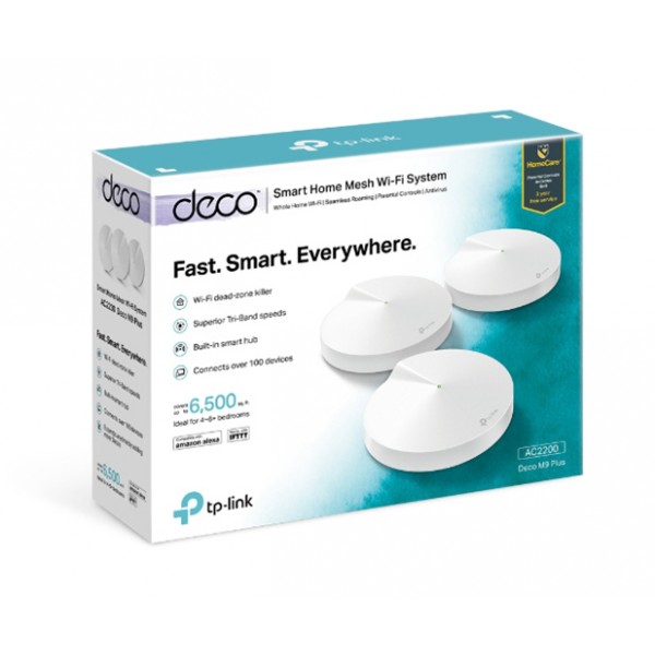 TP-LINK Deco M9 Plus - AC2200 Smart Home Mesh Wi-Fi System (3 Pack)