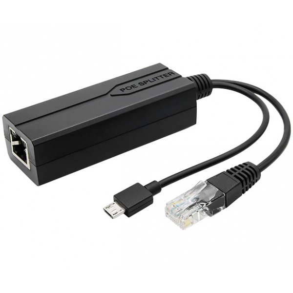 PoE Splitter - 802.3af/at to 5V/2.4A Micro-USB & Ethernet