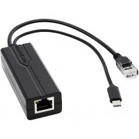 PoE Splitter - 802.3af/at to 5V/2.4A Type-C & Ethernet