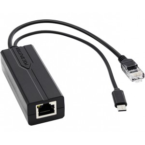 PoE Splitter - 802.3af/at to 5V/2.4A Type-C & Ethernet