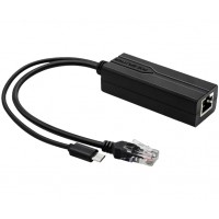 PoE Splitter - 802.3af/at to 5V/2.4A Type-C & Ethernet