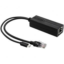 PoE Splitter - 802.3af/at to 5V/2.4A Type-C & Ethernet