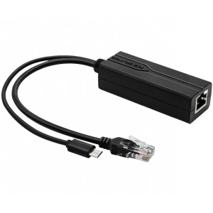PoE Splitter - 802.3af/at to 5V/2.4A Type-C & Ethernet