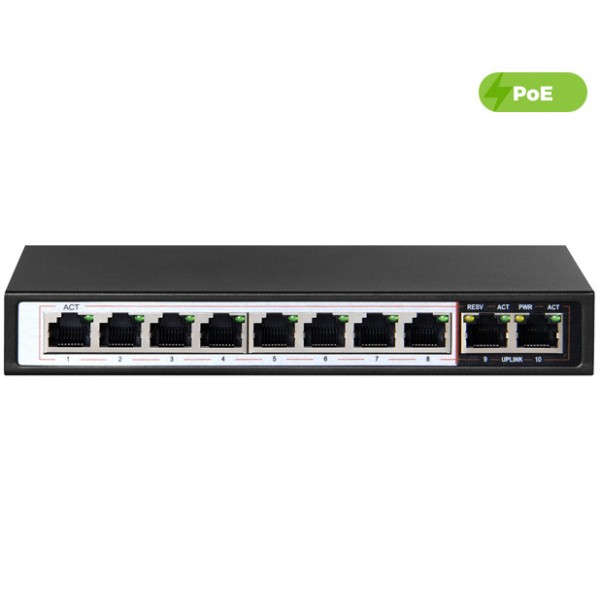 UltraLAN 8 Port 96W Fast Ethernet Switch with 8 AI PoE and 2 Uplink Ports