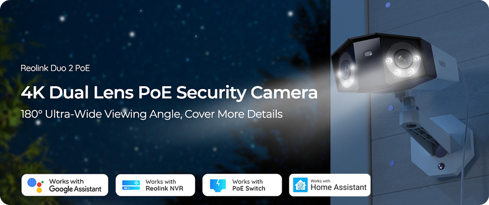 Reolink Duo 2 PoE Duel Lens 4K Camera, Power over Ethernet